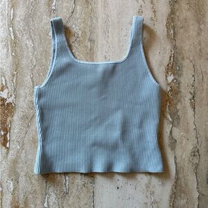 Babaton Light Blue Square Sculpt Ribbed Tank
